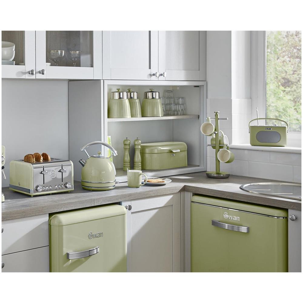 Swka1024gn Retro Set Di 3 Barattoli Cucina Da 1,2 L, Ermetico Té, Spezie, Design Vintage Verde - Foto 2