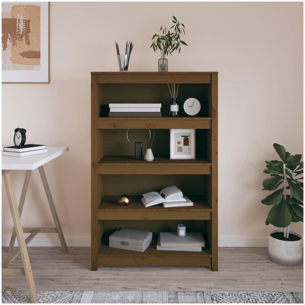 Libreria Marrone Miele 80x35x126 Cm In Legno Massello Di Pino - Foto 1