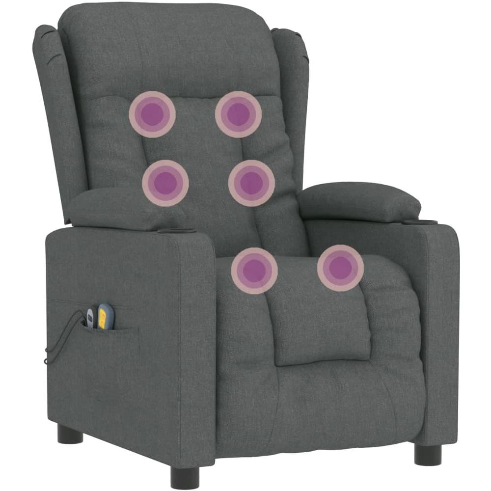 Poltrona Massaggiante Elettrica Grigio Scuro in Tessuto - Foto 7