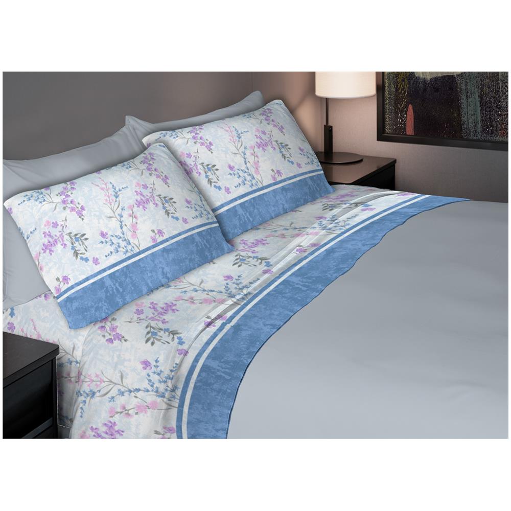 Completo Lenzuola Letto Morbida Flanella 100% Cotone Dis. Ginko