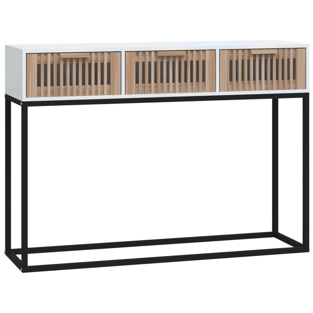 Tavolino Consolle Bianco 105x30x75 Cm Legno Multistrato E Ferro - Foto 2