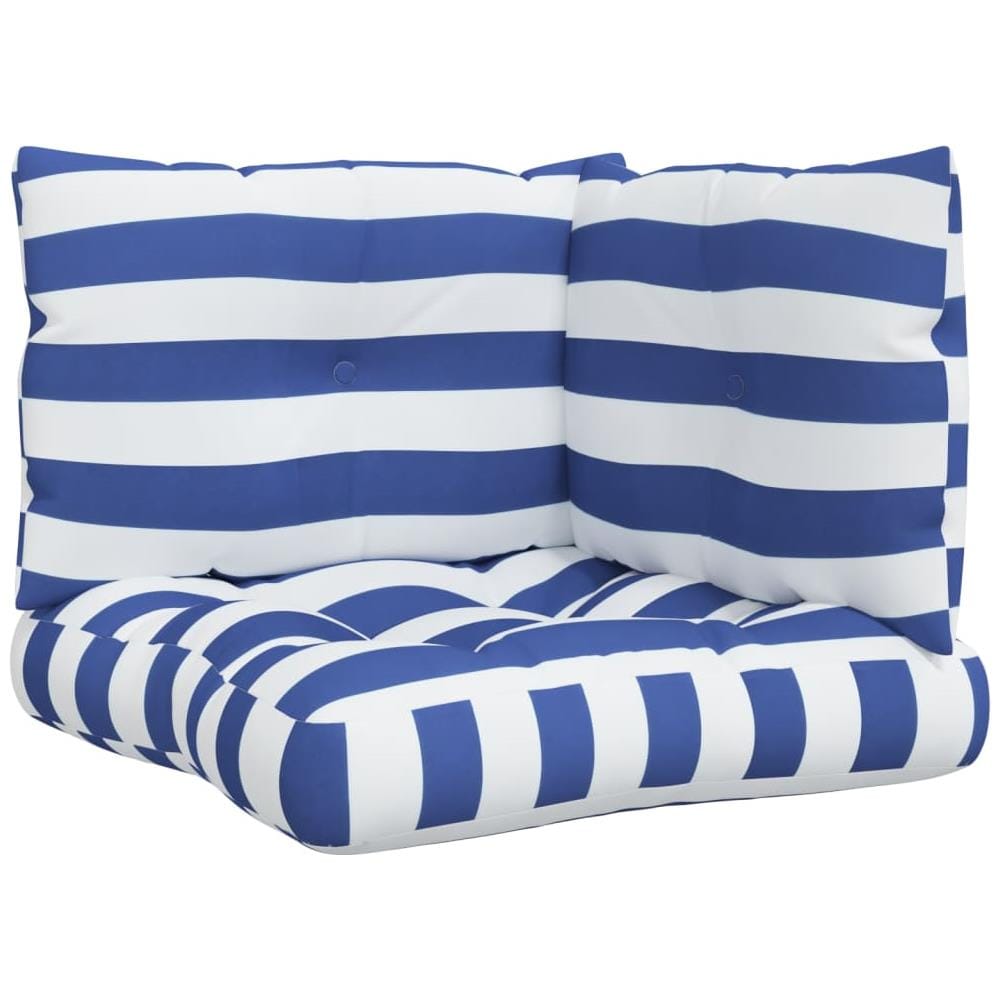 Cuscini Per Pallet 3 Pz Strisce Blu E Bianche Tessuto Oxford - Foto 2