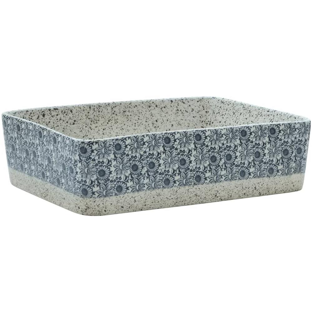 Lavabo Appoggio Grigio E Blu Rettangolare 46x35,5x13cm Ceramica - Foto 2