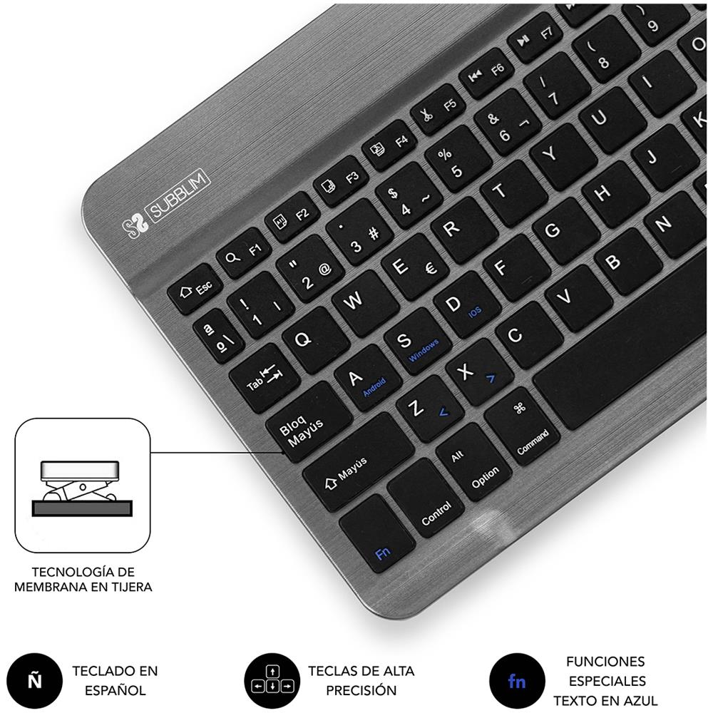 Tastiera Wireless SUB-KBT-SM0002  (Layout Spagnolo) Colore Nero, Grigio - Foto 5