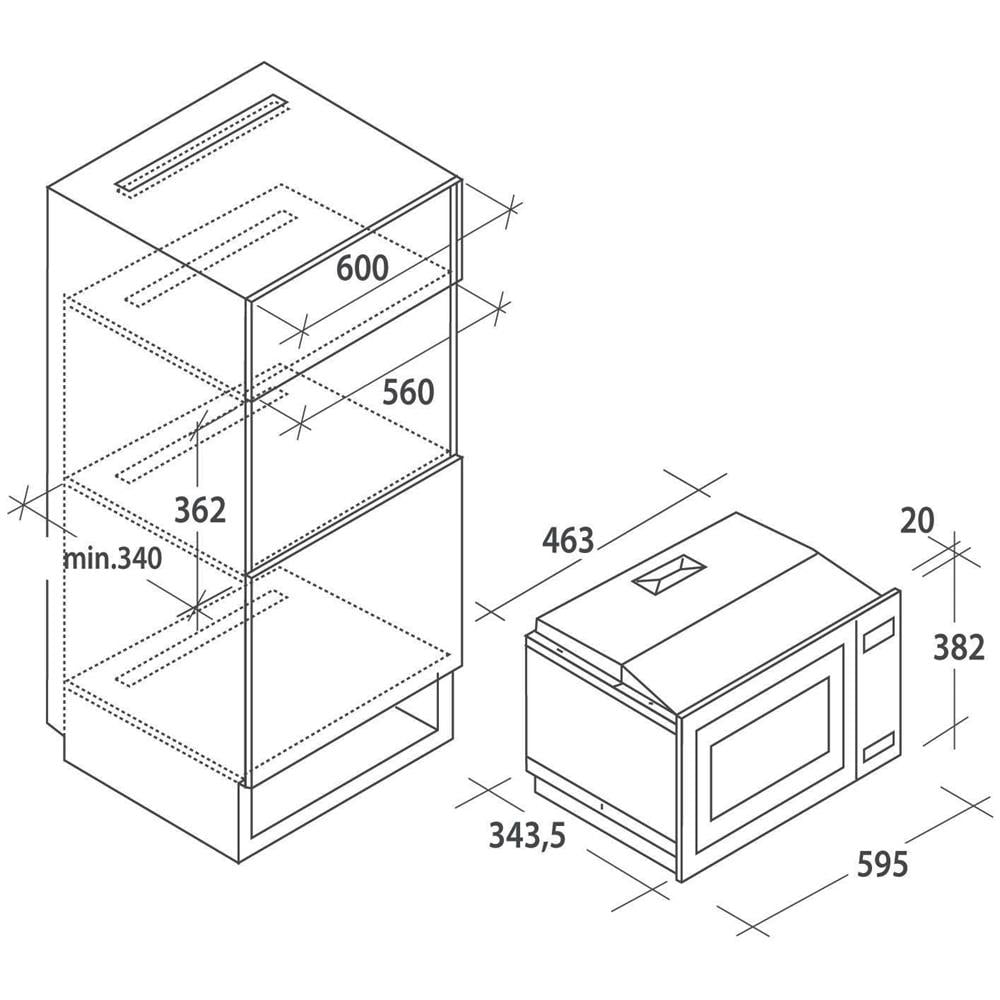 Microonde Da Incasso 20 L 800 W CA20FMW7NG Acciaio inox - Foto 9
