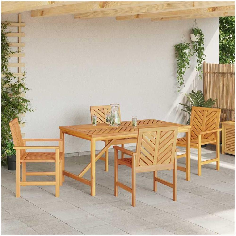 Set da Pranzo da Giardino 4 Pezzi in Legno Massello di Acacia - Foto 2