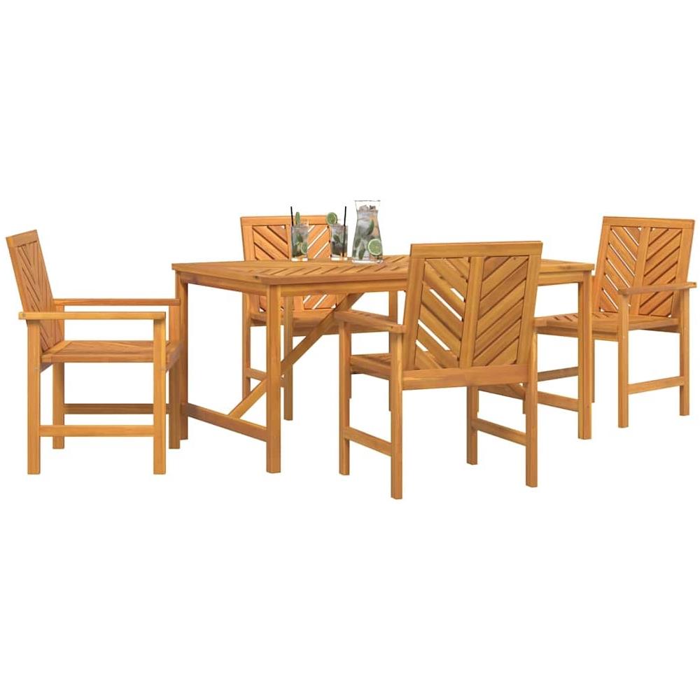 Set da Pranzo da Giardino 4 Pezzi in Legno Massello di Acacia - Foto 9