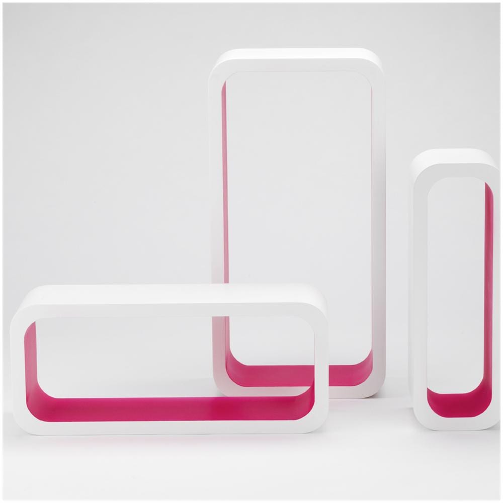 Set 3 Pz Mensole Design Moderno Arredo Camera Cameretta Salone Bar Colore Fucsia - Foto 2