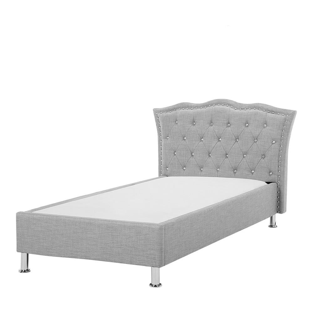 Letto Singolo Moderno In Tessuto Grigio 90x200cm Metz - Foto 1