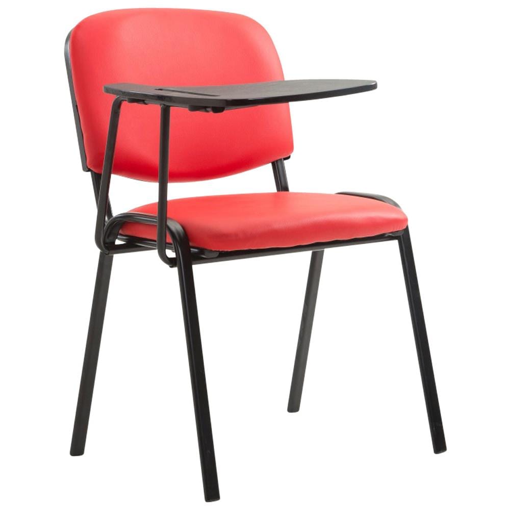 Sedia Visitatore Ken con Tavolino Richiudibile E Seduta in Similpelle I Sedia Ospite Imbottita Riunioni E Conferenze con Telaio in Metallo Rosso - Foto 1