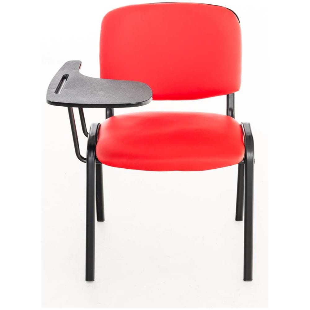 Sedia Visitatore Ken con Tavolino Richiudibile E Seduta in Similpelle I Sedia Ospite Imbottita Riunioni E Conferenze con Telaio in Metallo Rosso - Foto 5