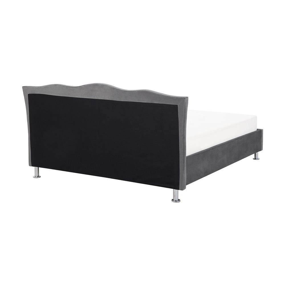 Letto Matrimoniale 160x200cm In Velluto Grigio Scuro Metz - Foto 2