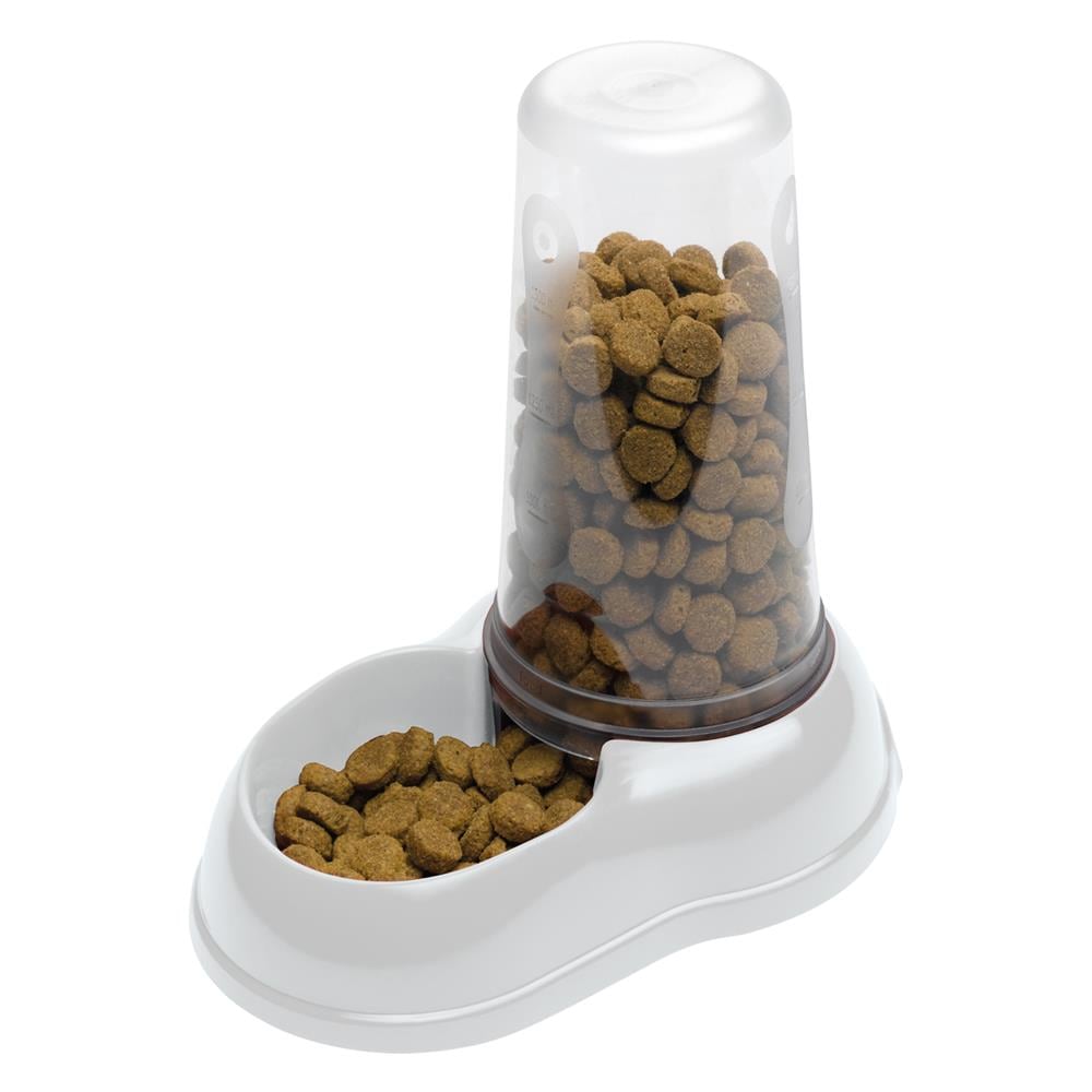 Distributore Di Cibo O Acqua Per Cani E Gatti Azimut 1500 Dispenser Per Animali 1,5 Litri Mangiatoia Per Crocchette Cibo Secco Acqua, Robusta Plastica, Serbatoio Trasparente Con Scala Graduata, Fondo Antiscivolo, 16,5 X 25 X H 24,5 Cm Bianco - Foto 1