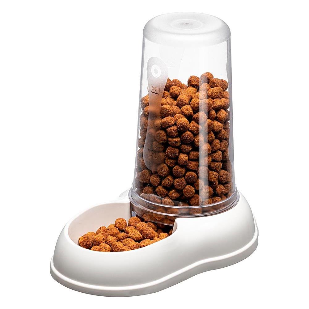 Distributore Di Cibo O Acqua Per Cani E Gatti Azimut 1500 Dispenser Per Animali 1,5 Litri Mangiatoia Per Crocchette Cibo Secco Acqua, Robusta Plastica, Serbatoio Trasparente Con Scala Graduata, Fondo Antiscivolo, 16,5 X 25 X H 24,5 Cm Bianco - Foto 7