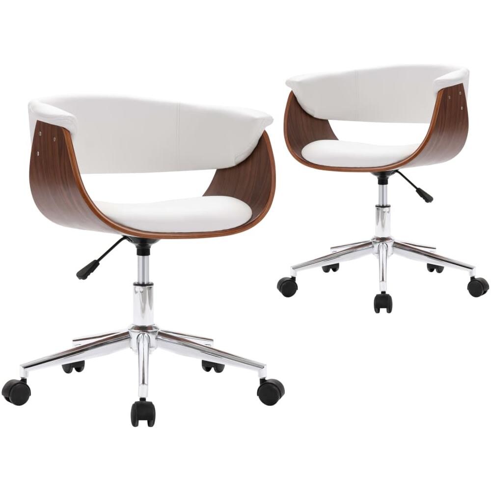 Sedie Da Pranzo Girevoli 2 Pz Bianche In Similpelle - Foto 2