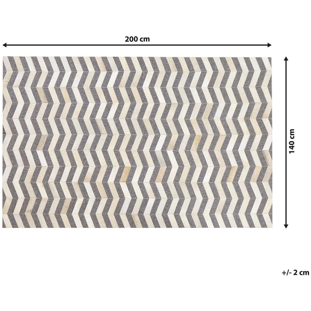 Tappeto In Pelle Di Mucca Grigio E Beige 140 X 200 Cm Baggoze - Foto 2