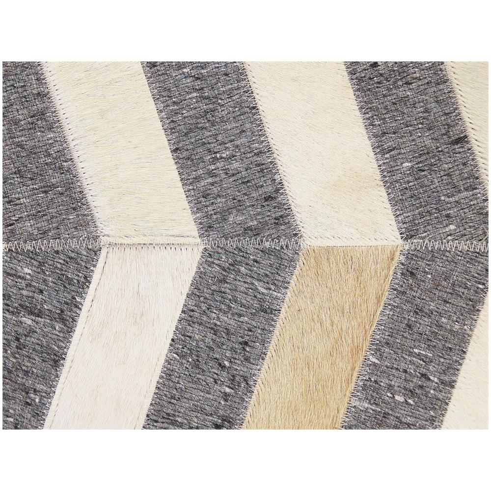 Tappeto In Pelle Di Mucca Grigio E Beige 140 X 200 Cm Baggoze - Foto 8