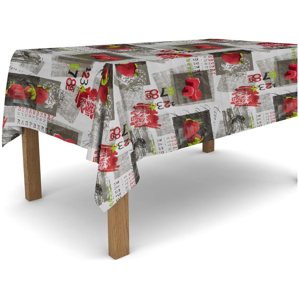 Tovaglia In Tela Cerata In Pvc Antimacchia Resistente E Facile Da Tagliare 140x100 Cm - Fragole - Foto 1