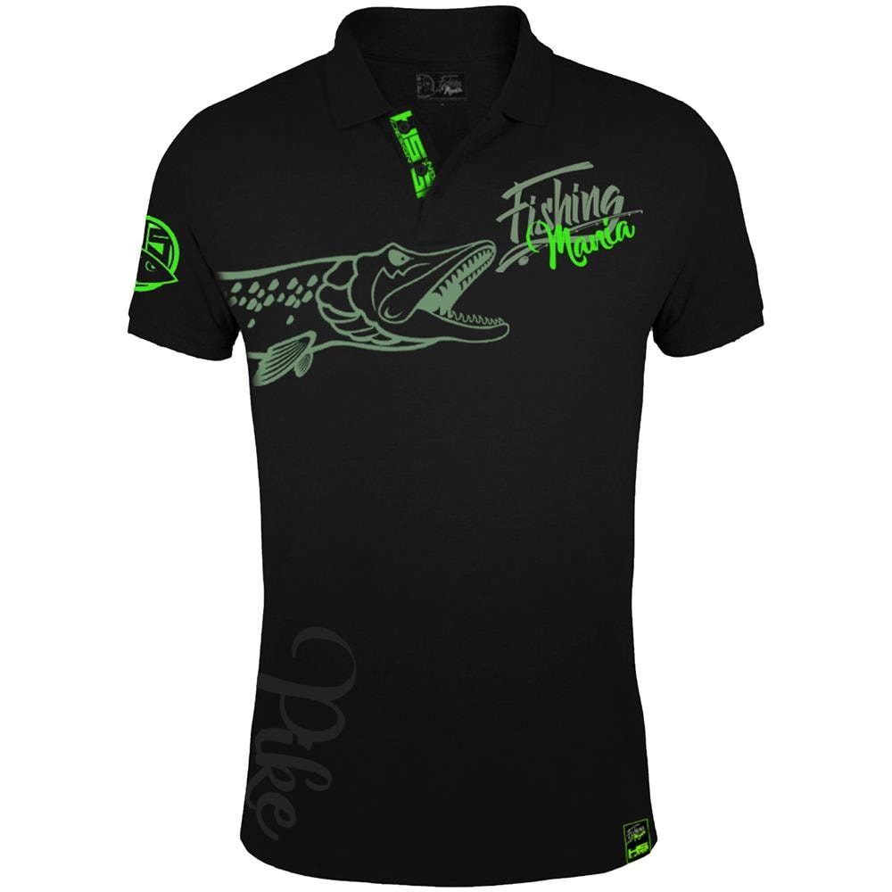 Pesca Mania Pike, Xxl Nero-verde, Il Luccio Pescatori Polo Shirt 010.200.605 - Foto 1