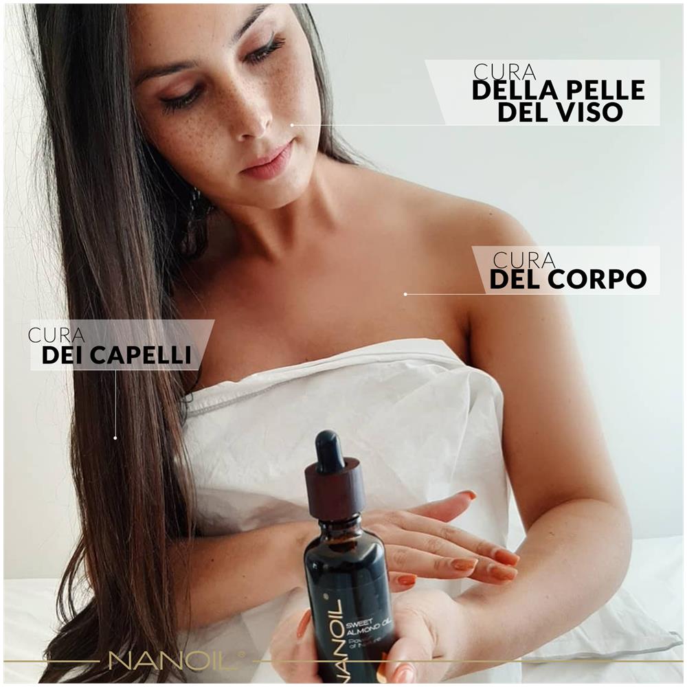 Almond Oil - Olio Di Mandorle Naturale, Spremuto A Freddo E Non Raffinato Per La Cura Di Viso, Corpo E Capelli, 50 Ml (1,7 Us Fl Oz). Protezione Uv, Effetto Rivitalizzante E Lifting - Foto 7