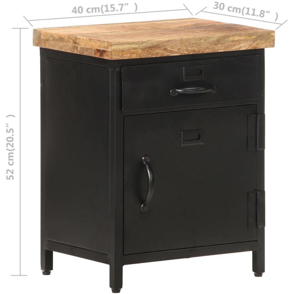 Comodino 40x30x52 Cm In Legno Di Mango Grezzo - Foto 8