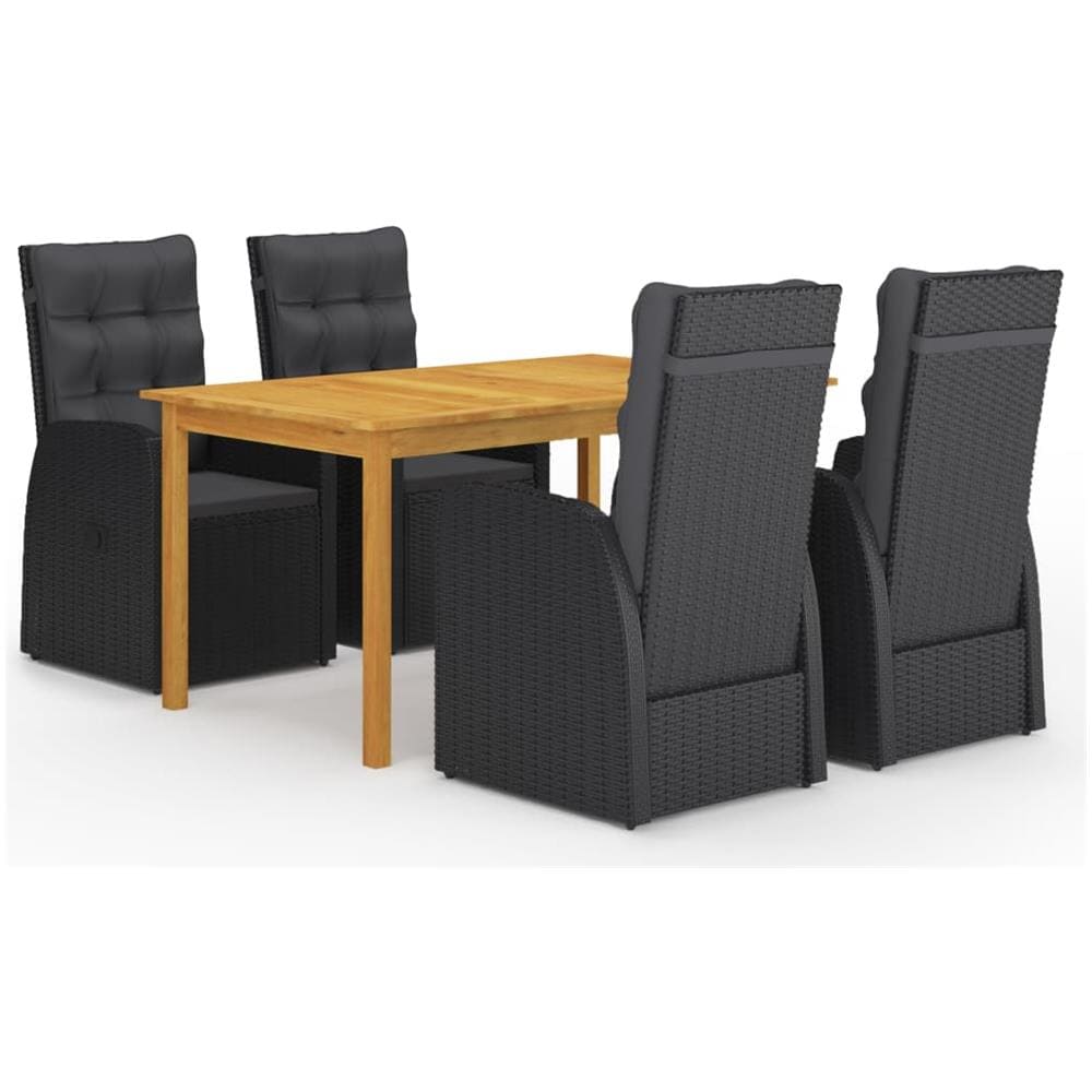 Set Mobili da Pranzo per Giardino 5 pz Nero - Foto 1