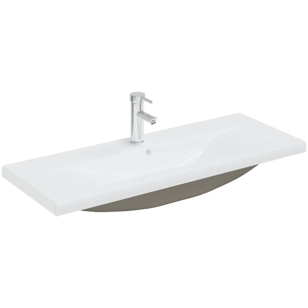 Lavabo da Incasso con Rubinetto 101x39x18 cm in Ceramica Bianco - Foto 1