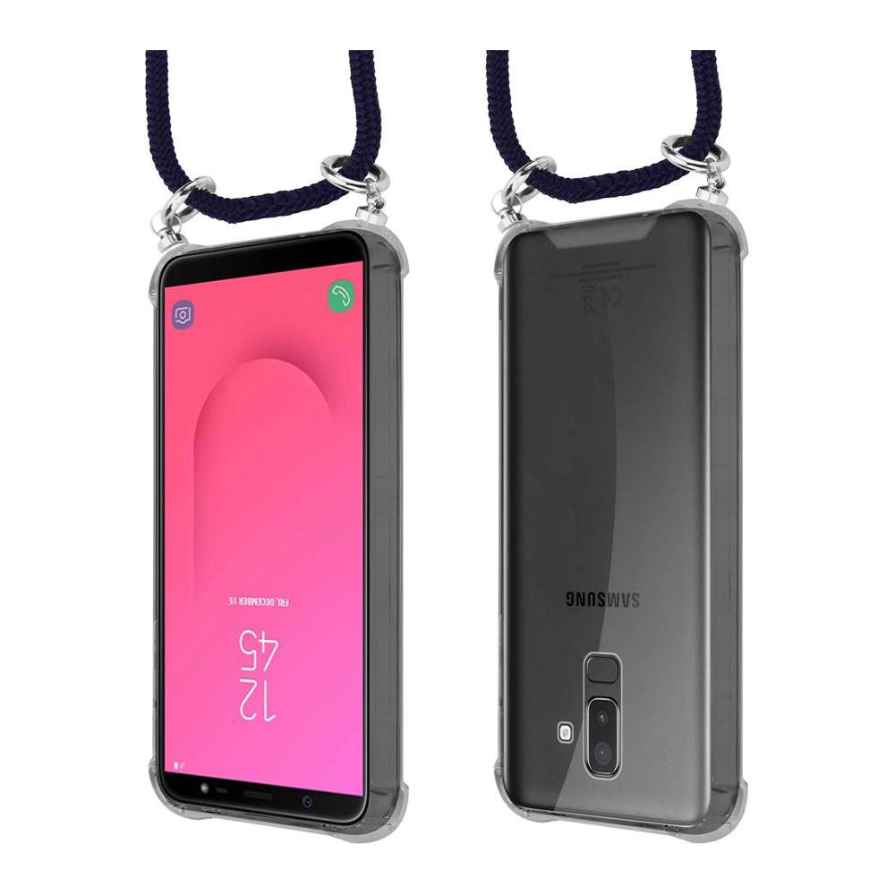 Catena Di Telefoni Cellulari Compatibile Con Samsung Galaxy A6 Plus 2018 In Blu Notte - Coperchio Protettivo In Silicone Con Anelli D'argento, Cinturino In Corda E Custodia Staccabile - Foto 8