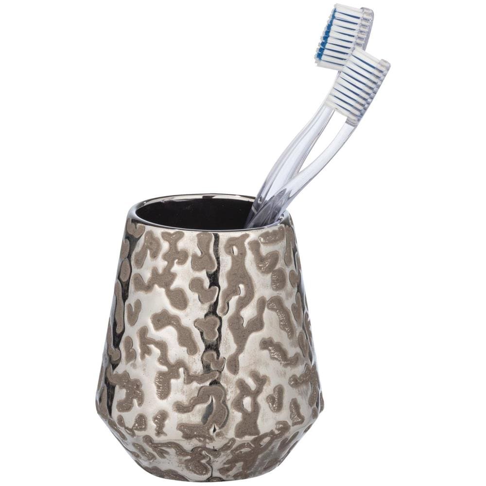 Contenitore Spazzolino Burgos, Con Finitura Platino, Ceramica, Ø 9,1 Cm, - Foto 1