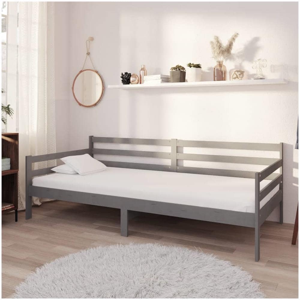 Divano Letto Con Materasso 90x200 Cm Grigio In Massello Di Pino - Foto 1