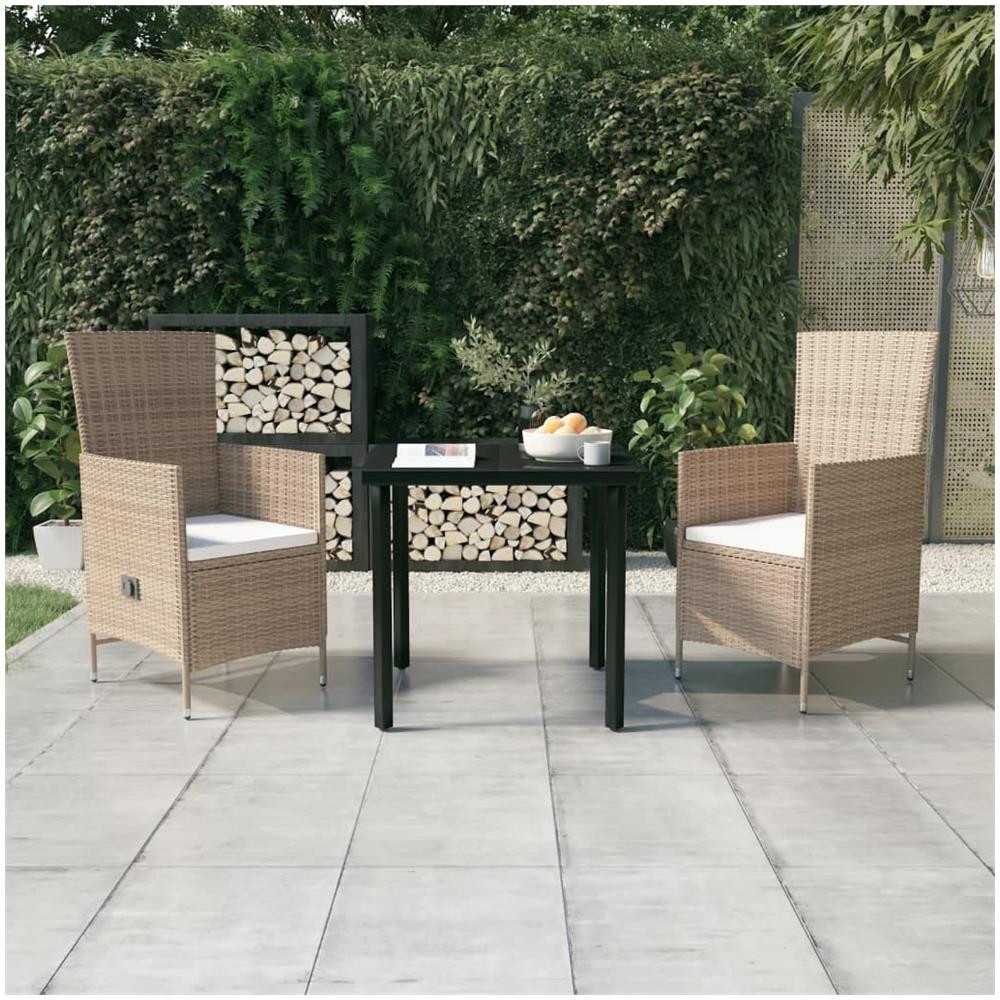 Set Da Pranzo Da Giardino Beige 3 Pz Con Cuscini - Foto 1