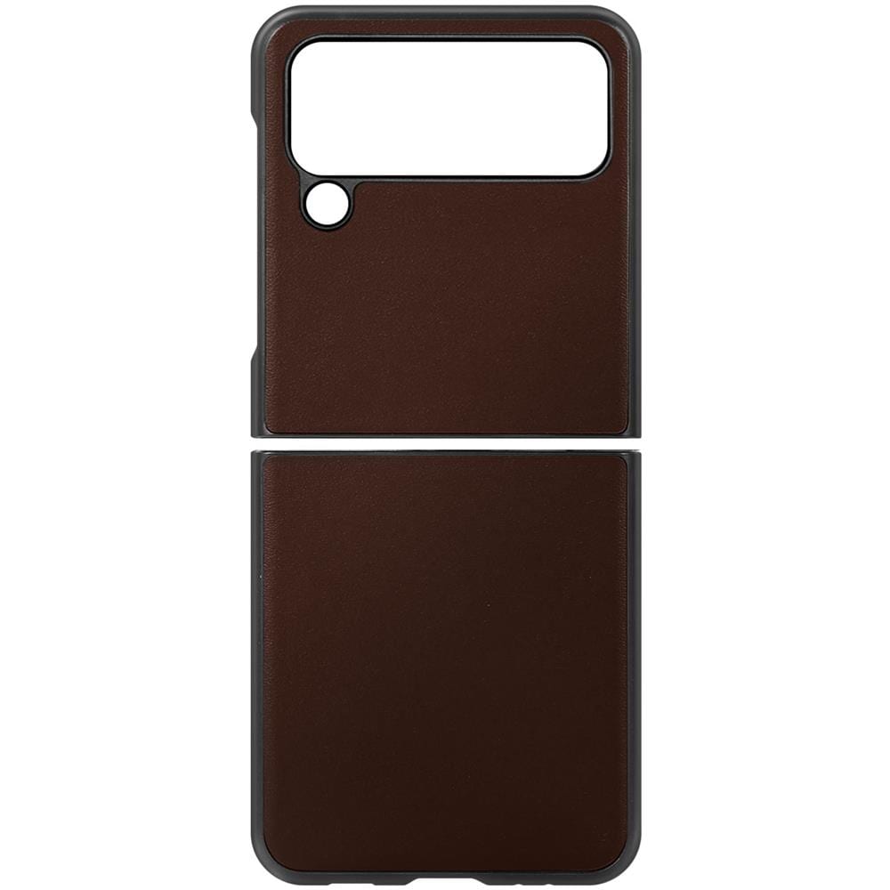 Cover Samsung Galaxy Z Flip4 Pelle Resistente Elegante Bordo Rigido Marrone - Foto 2