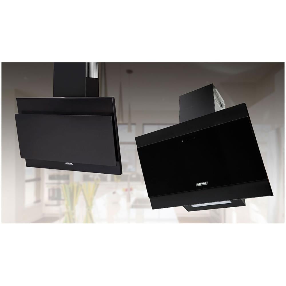 Cappa Aspirante Inclinata 60cm Cappa A Parete Evacuazione Esterna / Ricircolo Colore Nero - Foto 6