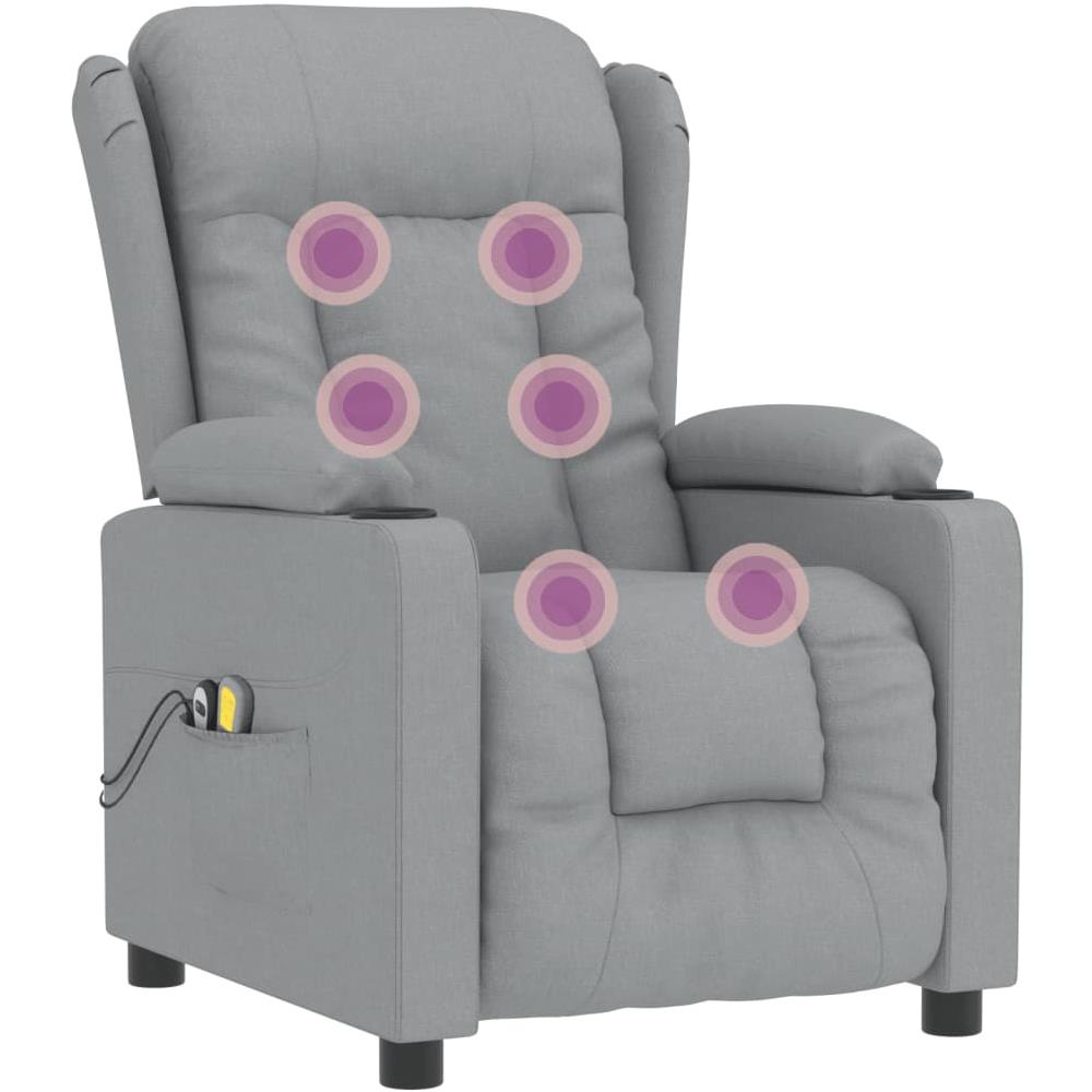 Poltrona Massaggiante Elettrica Grigio Chiaro in Tessuto - Foto 7