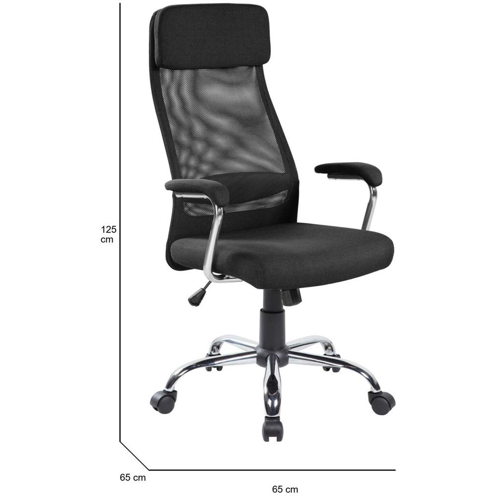 Sedia Da Ufficio Adelaide, Poltrona Direzionale Con Braccioli, Sedia Ergonomica Da Ufficio, 65x65h114/125 Cm, Nero - Foto 2