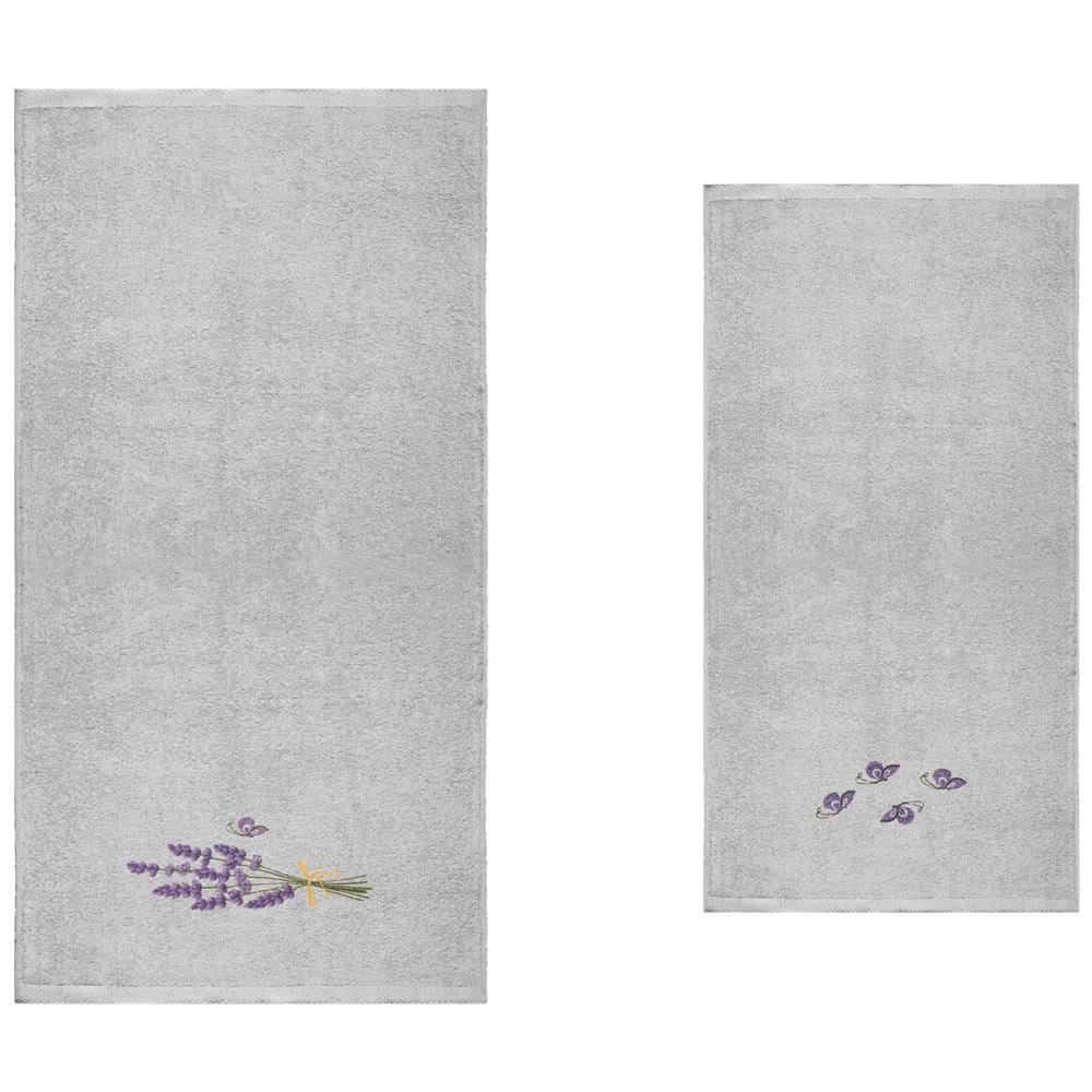 Set Asciugamano Copiola Salvietta Bagno Spugna 100% Cotone Farfalle Profumate Copiola Grigio - Foto 1