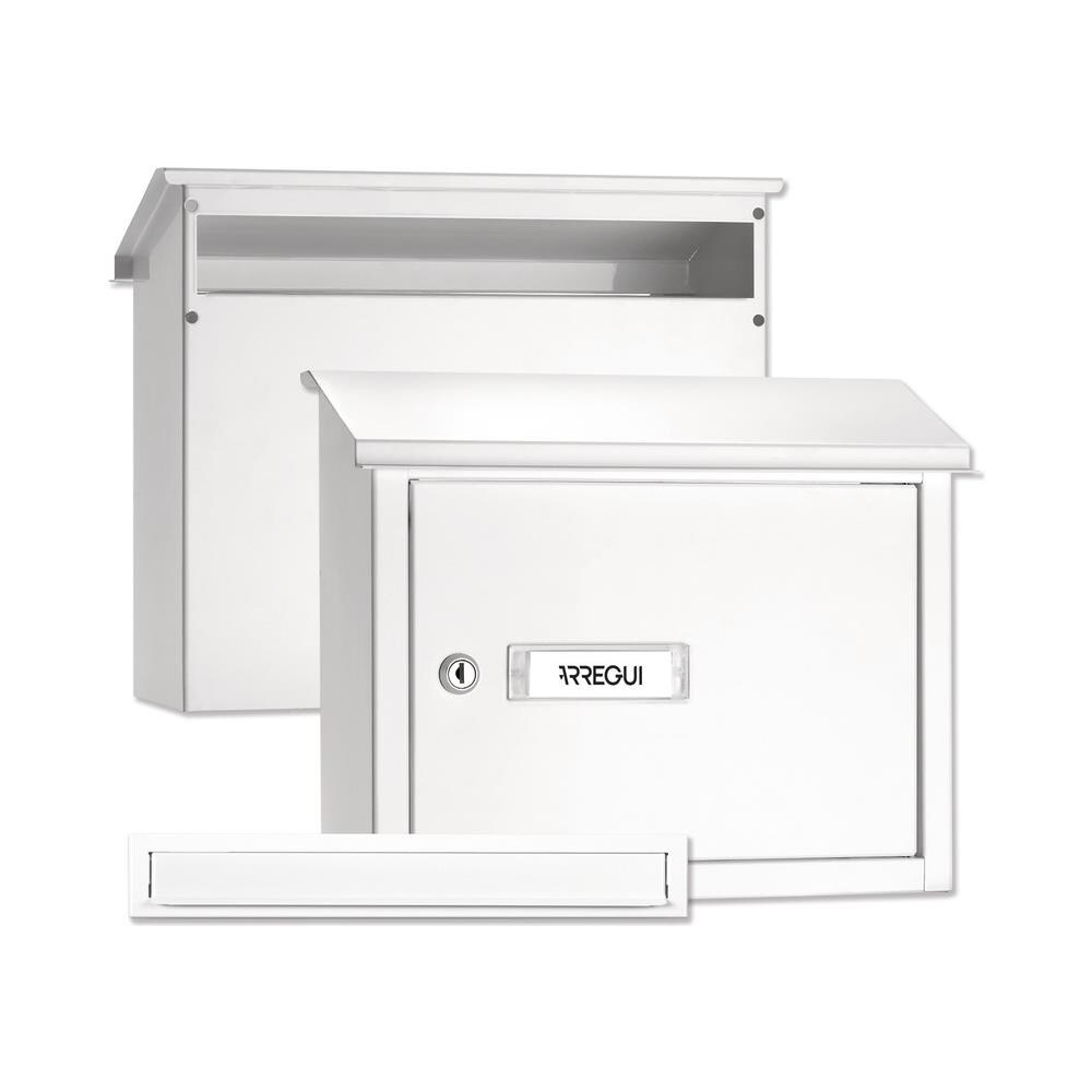 V4081 Pack Maxi Copri Fessura + Cassetta Postale In Acciaio Per Porte O Cancelli Esterni, Cassetta Postale Da Esterno 32,5x3 Cm, Din A4 Bianco - Foto 1