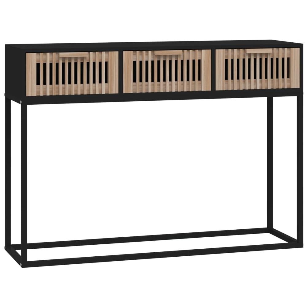 Tavolino Consolle Nero 105x30x75 Cm Legno Multistrato E Ferro - Foto 2
