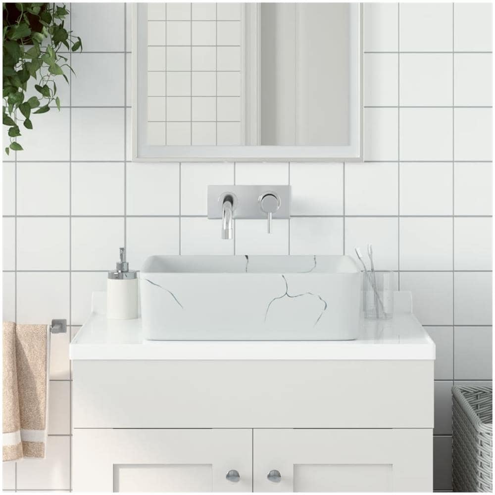 Lavabo Da Appoggio Bianco Rettangolare 46x35,5x13 Cm Ceramica - Foto 1