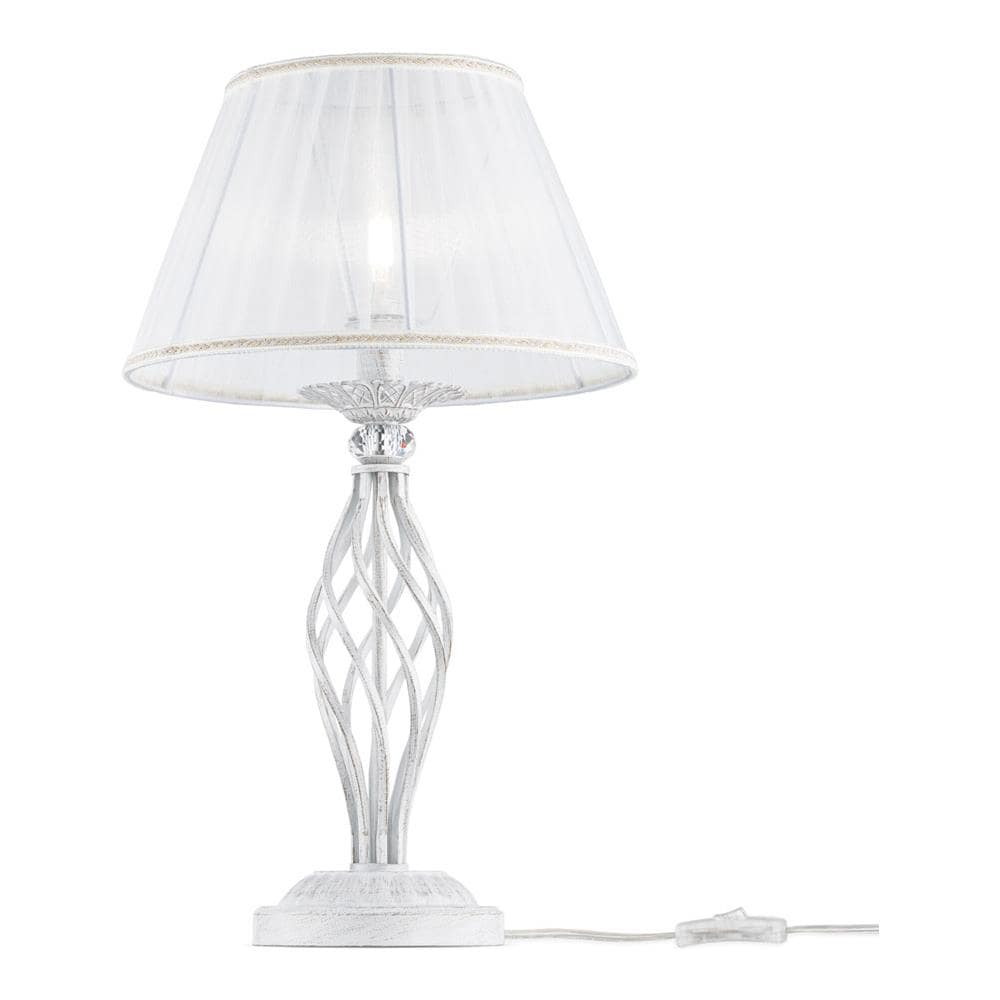Lampada Da Scrivania Ufficio Shabby Chic Grace Metallo Bianco Diffusore Bianco - Foto 1