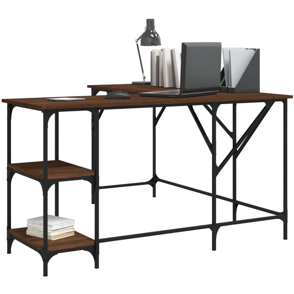 Scrivania Rovere Marrone 139x139x75 Cm In Legno Multistrato - Foto 3