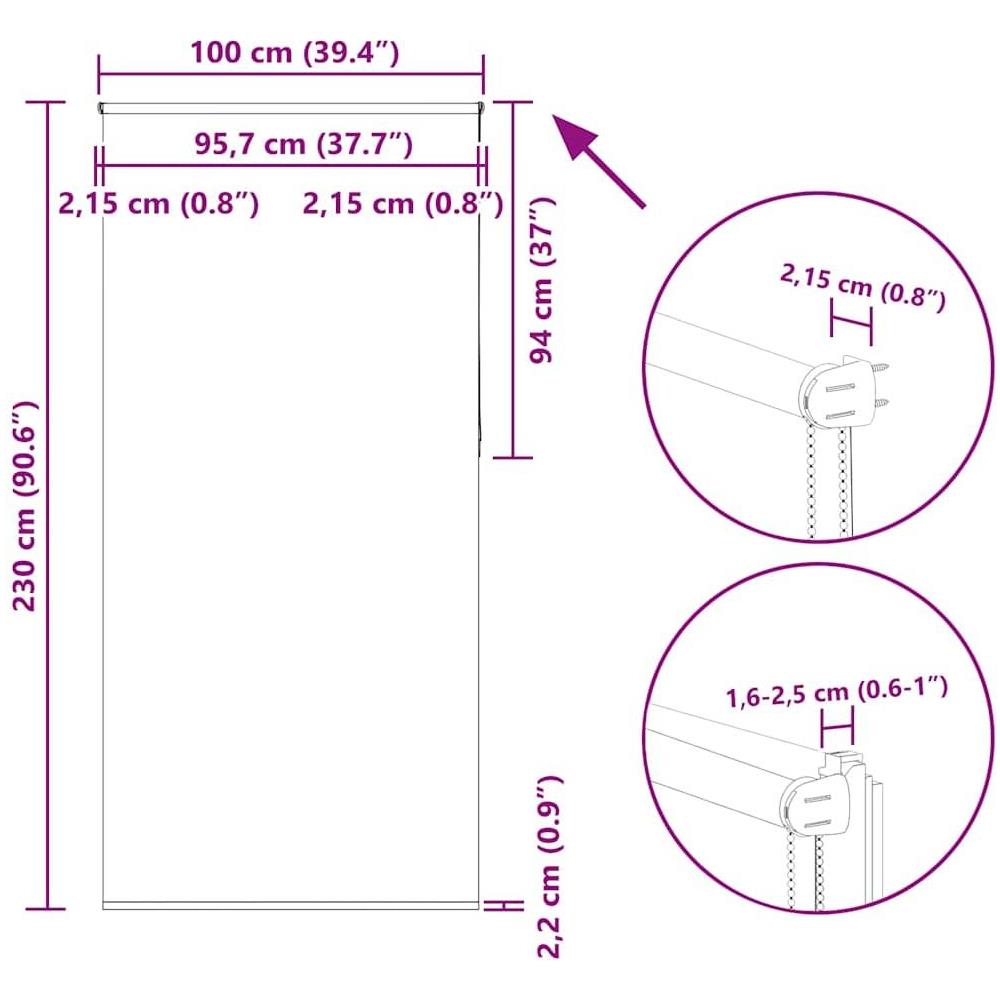 Tenda a Rullo Oscurante 100x230 cm Larghezza Tessuto 95,7 cm - Foto 10