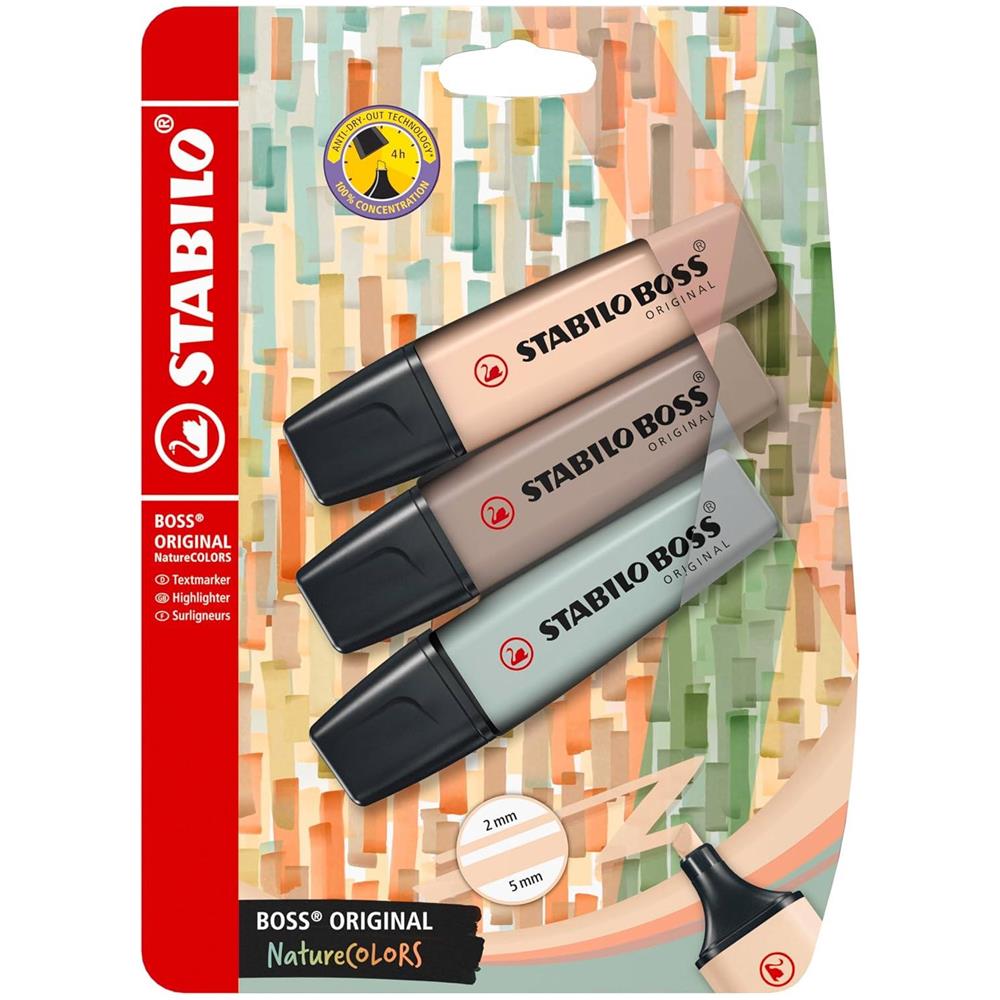 BOSS ORIGINAL - Evidenziatore - NatureCOLORS - Pack da 3 - Sabbia /Cenere /Foglia di Tè - Foto 1