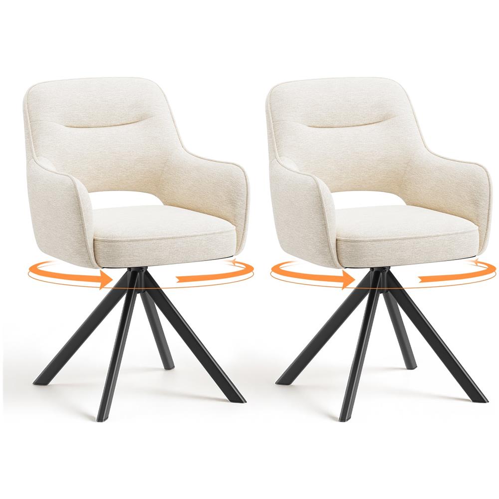 Sedie Girevoli, Set Da 2 Pezzi, Sedie Girevoli Premium Con Braccioli Semicompleti E Struttura Metallica Stabile, Colore Beige - Foto 1