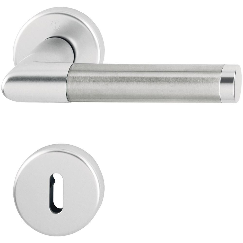 3286690, Manico Set Con Rosette Amsterdam Bb Buntbart, Anodizzato Argento / acciaio Inossidabile - Foto 1