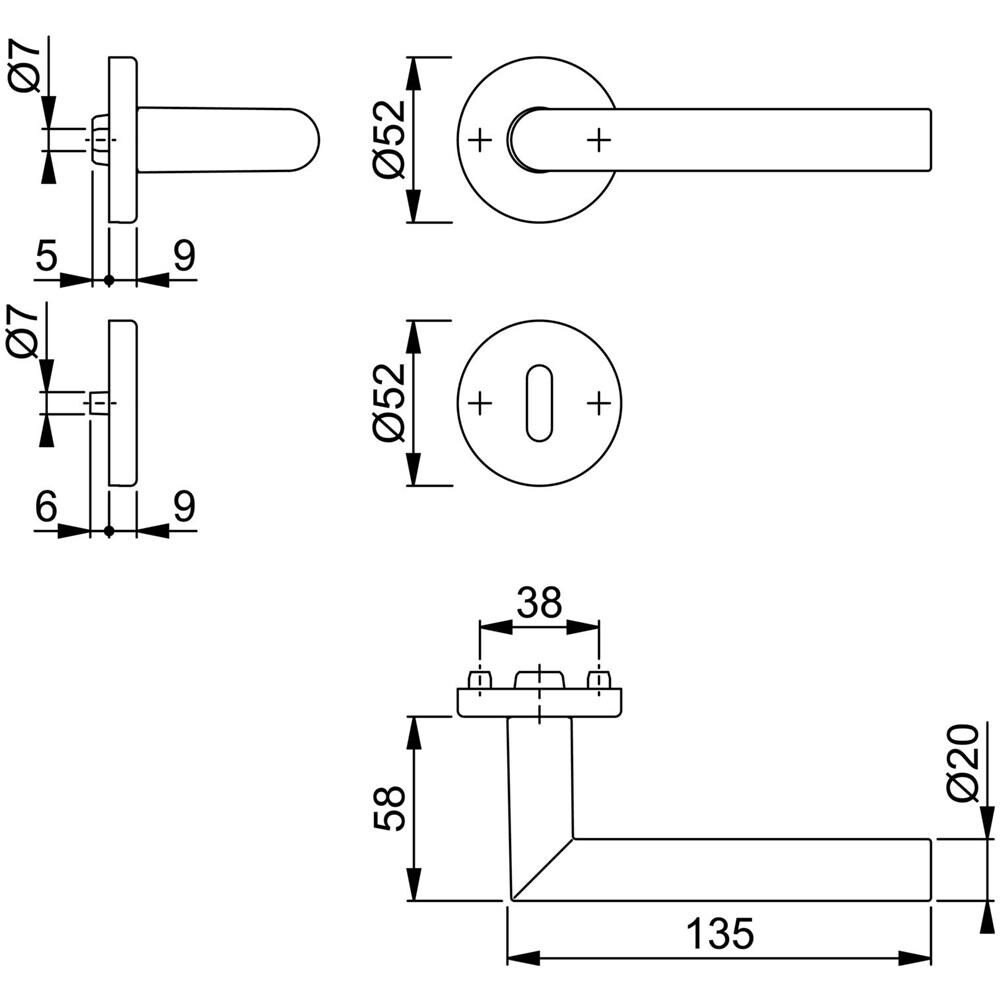 3286690, Manico Set Con Rosette Amsterdam Bb Buntbart, Anodizzato Argento / acciaio Inossidabile - Foto 2