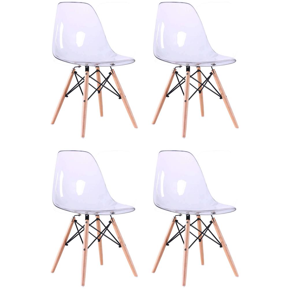 Juliette - Sedia Stile Nordico Trasparente Con Gambe In Legno Set Da 4 - Foto 1