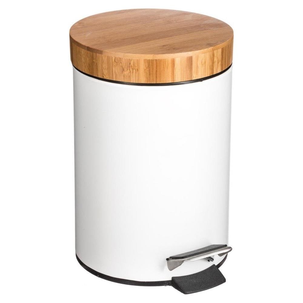 Pattumiera Natureo In Metallo E Bambù - 3 L - H 24,5 Cm - Bianco - Foto 10