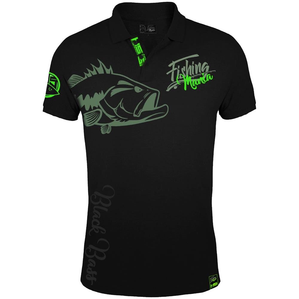 Pesca Mania Bass Mania, Camicia L, Nero-verde, I Pescatori Di Pesce Persico Polo 010200703 - Foto 1