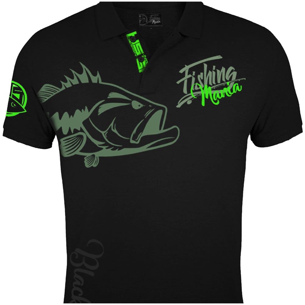 Pesca Mania Bass Mania, Camicia L, Nero-verde, I Pescatori Di Pesce Persico Polo 010200703 - Foto 6
